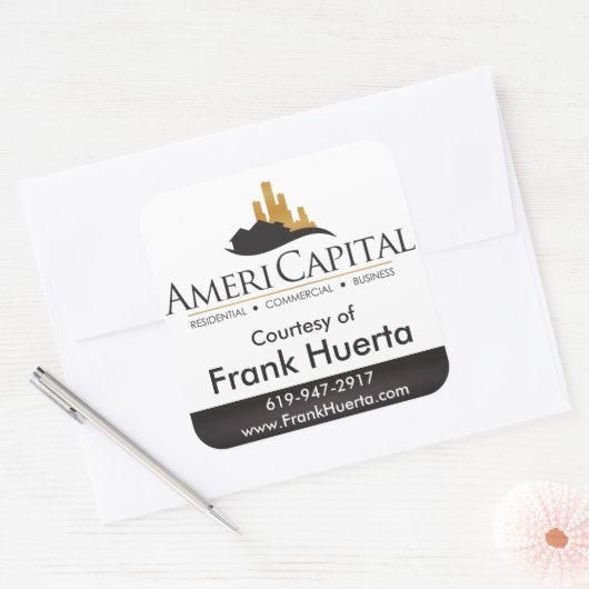 CUSTOM Real Estate Vierkante Sticker (Envelop)