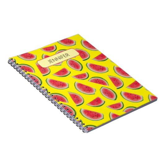 Custom Realistic Watermelon Slice Pattern Design Notitieboek (Rechterzijde)