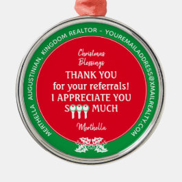 Custom Realtor Client Bedankt voor Kerstmis Metalen Ornament