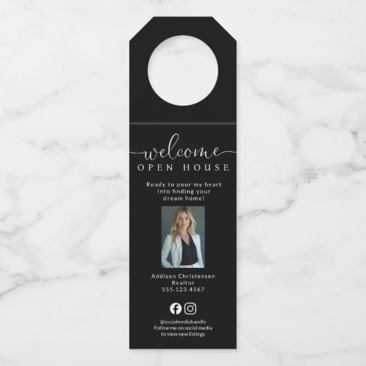 Custom Realtor Open Huis Fles Labels (Voorkant)