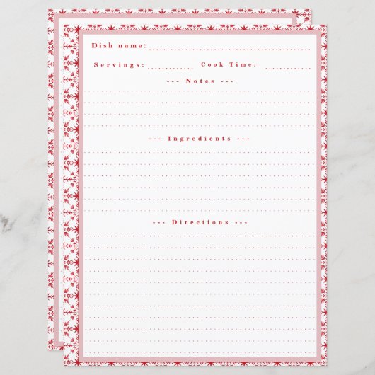 Custom Recept Kaart met Notities voor Multomap (Voorkant / Achterkant)