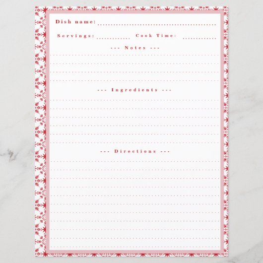 Custom Recept Kaart met Notities voor Multomap (Voorkant)