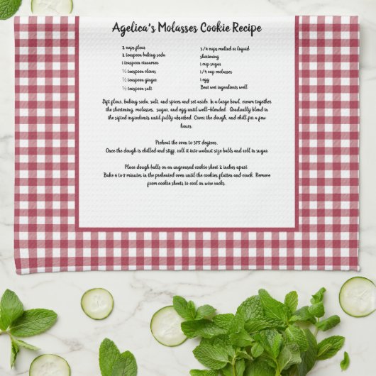 Custom Recept Rood Wit Boerderij Buffalo Plaid Theedoek (Gevouwen)