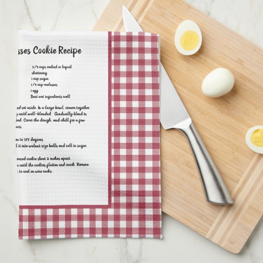 Custom Recept Rood Wit Boerderij Buffalo Plaid Theedoek (Quarter Fold)