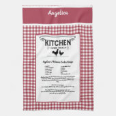 Custom Recept Rood Wit Boerderij Buffalo Plaid Theedoek (Verticaal)