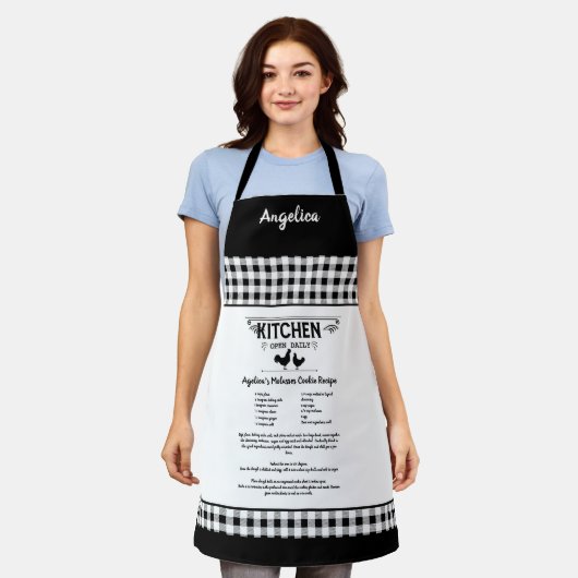 Custom Recept Zwart Wit Boerderij Buffalo Plaid Schort (Gedragen)