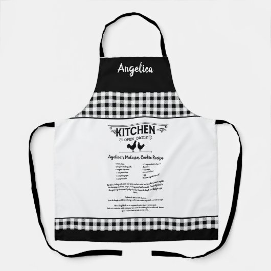 Custom Recept Zwart Wit Boerderij Buffalo Plaid Schort (Voorkant)