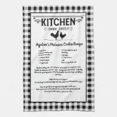 Custom Recept Zwart Wit Boerderij Buffalo Plaid Theedoek (Verticaal)