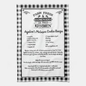 Custom Recept Zwart Wit Boerderij Buffalo Plaid Theedoek (Verticaal)