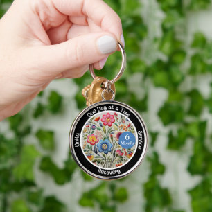 Custom Recovery Milestone Gift - Bloemen Sleutelhanger