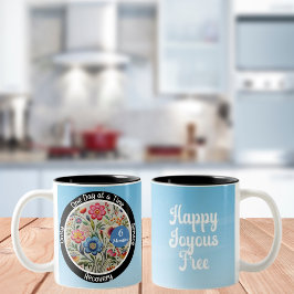 Custom Recovery Milestone Gift - Bloemen Tweekleurige Koffiemok