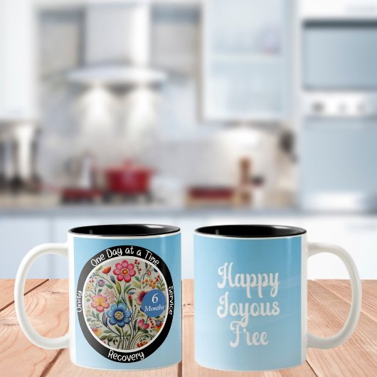 Custom Recovery Milestone Gift - Bloemen Tweekleurige Koffiemok