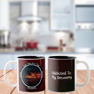 Custom Recovery Milestone Gift - Harten Tweekleurige Koffiemok