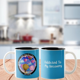 Custom Recovery Milestone Gift - Hete Luchtballonn Tweekleurige Koffiemok