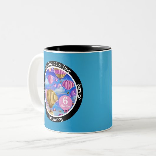 Custom Recovery Milestone Gift - Hete Luchtballonn Tweekleurige Koffiemok (Voorkant links)