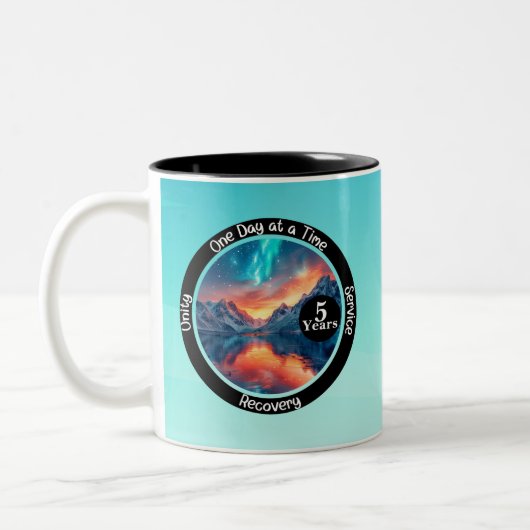 Custom Recovery Milestone Gift - Serenity Tweekleurige Koffiemok (Links)