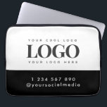 Custom Rectangle Logo & Text Business Company Laptop Sleeve<br><div class="desc">Profiteer van uw bedrijf met deze coole laptophoes,  met aangepaste logo,  sociale media en telefoon. Voeg je gegevens eenvoudig toe door op de optie 'personaliseren' te klikken.</div>