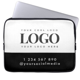 Custom Rectangle Logo & Text Business Company Laptop Sleeve