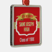 Custom Red 50th Class Reunion  Metalen Ornament (Rechts)