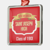 Custom Red 50th Class Reunion  Metalen Ornament (Links)