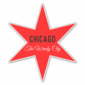 Custom Red 6-puntige Chicago Flag Star Sjabloon Sticker (Voorkant)