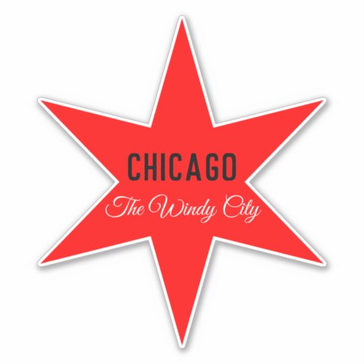 Custom Red 6-puntige Chicago Flag Star Sjabloon Sticker (Voorkant)