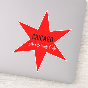 Custom Red 6-puntige Chicago Flag Star Sjabloon Sticker