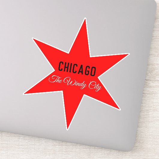 Custom Red 6-puntige Chicago Flag Star Sjabloon Sticker (Detail)