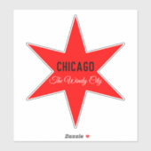 Custom Red 6-puntige Chicago Flag Star Sjabloon Sticker (Vel)