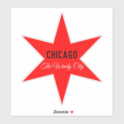 Custom Red 6-puntige Chicago Flag Star Sjabloon Sticker (Vel)