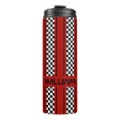 Custom Red and Black Race Sport Stripe Thermosbeker (Voorkant)