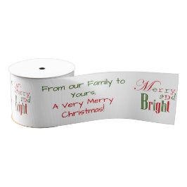 Custom Red and Green MERRY AND BRIGHT Christmas Grosgrain Lint
