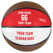 Custom Red Basketball with Name, Number, Team Basketbal (Voorkant)