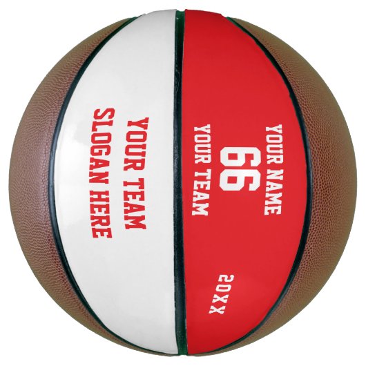 Custom Red Basketball with Name, Number, Team Basketbal (Verticaal)
