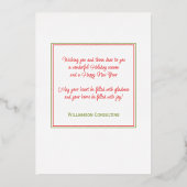 Custom Red Berries Green Holly Foliage Gold Folie Feestdagenkaart (Achterkant)