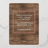 Custom Red Berries Green Holly Foliage Gold Folie Feestdagenkaart (Achterkant)