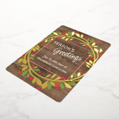Custom Red Berries Green Holly Foliage Gold Folie Feestdagenkaart (Gedraaid)