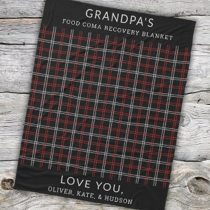 Custom Red Black Plaid Funny Opa uit het Kinder Fleece Deken