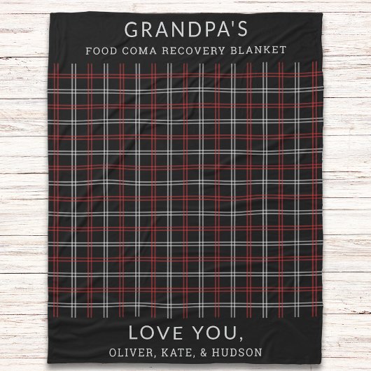Custom Red Black Plaid Funny Opa uit het Kinder Fleece Deken