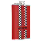 Custom Red & Black Race Sport Stripe Heupfles (Rechts)