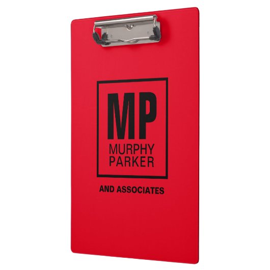 Custom Red Black Square Business Monogram Logo Klembord (Links)