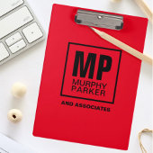 Custom Red Black Square Business Monogram Logo Klembord