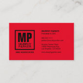 Custom Red Black Square Business Monogram Logo Visitekaartje (Voorkant)