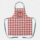 Custom Red Blauwgroen Blue Ivory Gingham Patroon Schort (Voorkant)