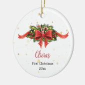 Custom Red Bow First Christmas Ornament (Links)