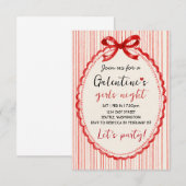 Custom Red Bow Galentines Party Invitation RSVP Kaartje (Voorkant / Achterkant)