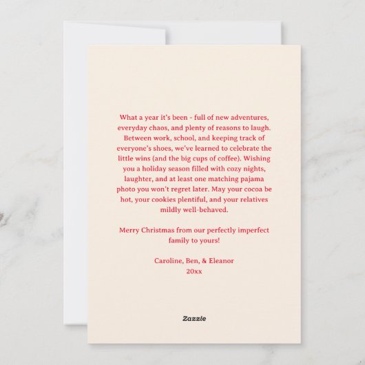 Custom Red Bow No Photo Christmas Letter Message Feestdagenkaart (Achterkant)