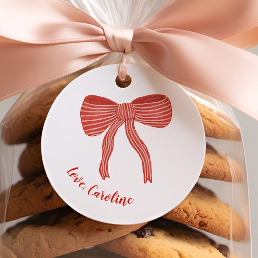 Custom Red Bow Personalized Valentine's Day  Bedankjes Labels