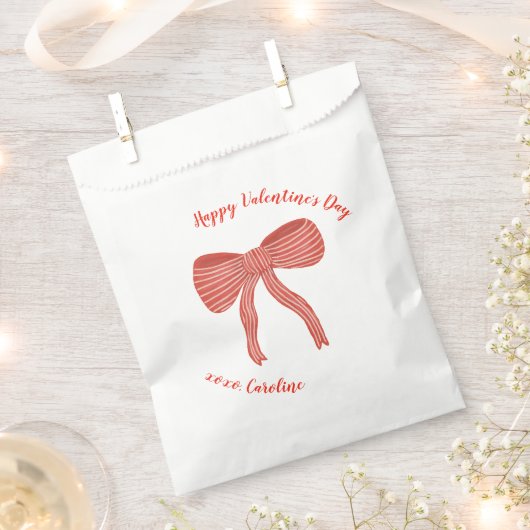 Custom Red Bow Personalized Valentine's Day  Bedankzakje (Geknipt)