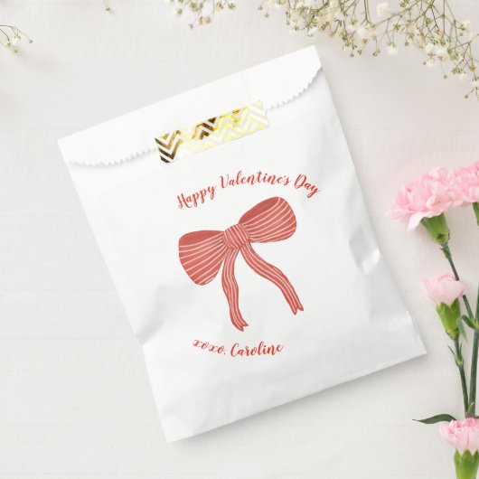 Custom Red Bow Personalized Valentine's Day  Bedankzakje (Gezegeld)